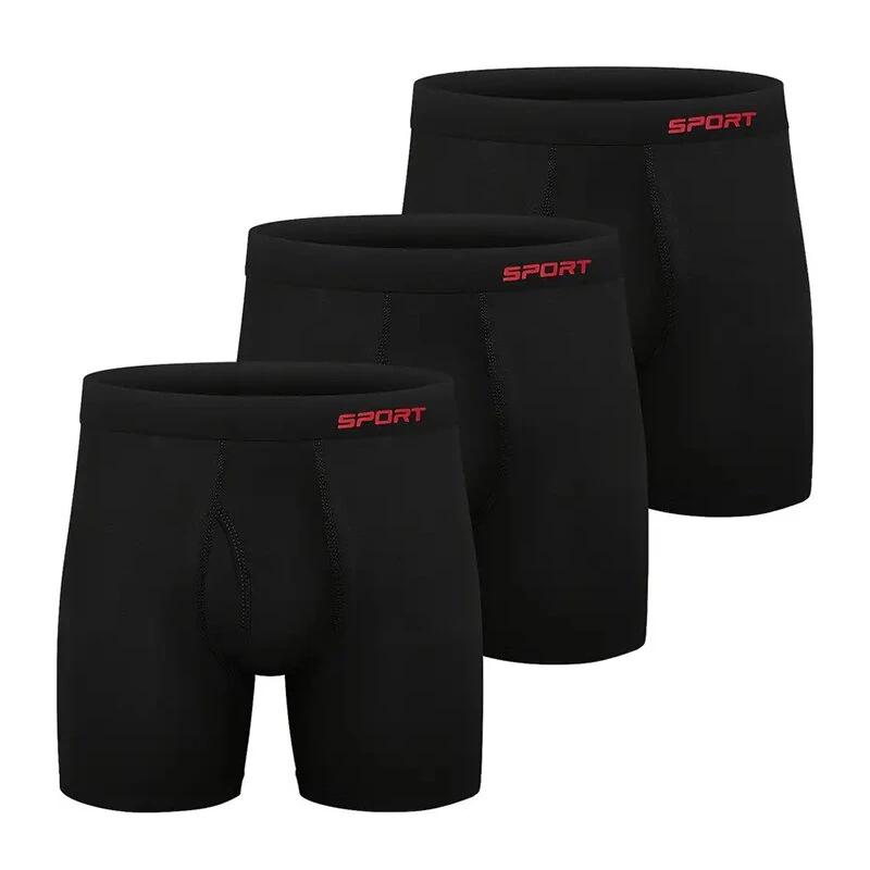 3pcs Men's Black Boxer Briefs Breathable Comfy Boxer Trunks, Elastic Sports Shorts, Men's Casual Underwear For Daily Wear S-XL (image for) 3pcs Men's Black Boxer Briefs Breathable Comfy Boxer Trunks, Elastic Sports Shorts, Men's Casual Underwear For Daily Wear S-XL