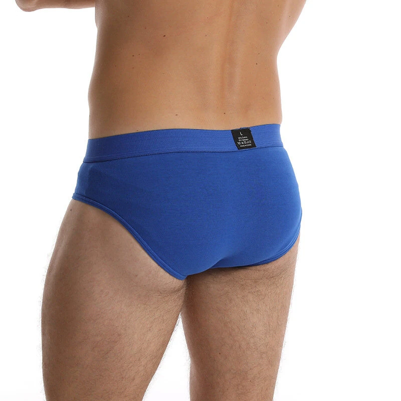 (image for) 4pcs Men's Cotton Briefs Breathable Solid Color Panties Men Underwear Comfortable Loose Fit Underpants